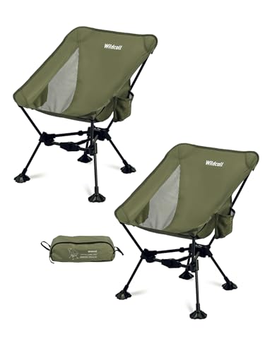 WildCall Lightweight Folding Camping Chair Compact Beach Chair with Anti-Sinking Large Feet - color: 2 X Green