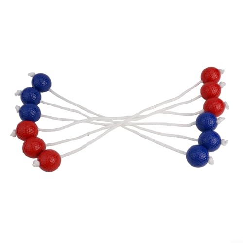Ladder Ball Toss Game, Golfs Ball Bolas Set, PE Material, 42mm Diameter, 50cm Cord, 6 Pieces, Black White Red Blue, for Yard Lawn Outdoor Indoor Activities - color: red+blue