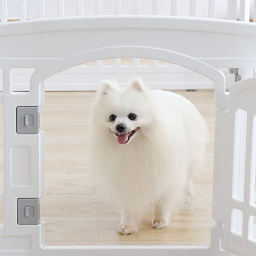 Pet Playpen for Dogs Heavy Plastic Puppy Exercise Pen Indoor Outdoor Small Pets Fence Puppies Folding Cage 6 Panels for Puppies and Small Dogs House Supplies (White 6*Panel) - color: White, style: WHITE 6*panel
