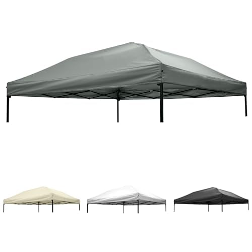 10x10 Canopy Replacement top,10x10ft Pop Up Canopy Top Cover,Silver Coated Durable Replacement Canopy top for Straight Leg Canopy Frame,Grey(1 PCS Top Cover Only) - color: Gray