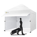CROWN SHADES 10x10 Pop Up Canopy Tent with 4 Sidewalls, Instant Commercial Tent with 1-Person Setup Patended Centerlock, Extend Awning, 4 Sidewalls, 4" Wheels, Sto'N Go Bag, White - color: White
