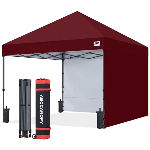 ABCCANOPY Easy Pop up Canopy Tent with 2 Sidewalls for Outdoor Sun Blocking or Rain Protection,10x10, Burgundy - color: Burgundy, size: 10x10