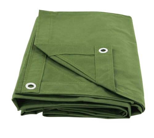 Mytee Products 10' x 16' Green Canvas Tarp 12oz Heavy Duty Water Resistant - color: Green (1 Pc), size: 10' x 16'