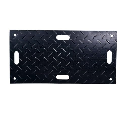 Mytee Products 4Pcs 2' x 4' Ground Protection Mats w/ 6 Pcs Single Connectors - Double Sided Diamond Plated Tread Design High Density Polyethylene Mat, Easily Supports 20 Ton Loads on Lawns, Dirt - size: 4 - Pack