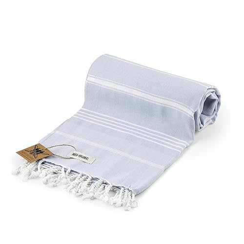 100% Organic Turkish Cotton Beach and Bath Towel, Peshtemal Towel Blanket, Quick Dry Sand Free, Oversized Light Compact, Diamond Weave, Prewashed, 71 x 39 Inches (Light Blue) - color: Light Blue