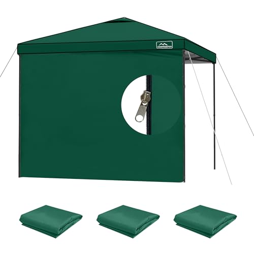 KAMPKEEPER 10X10 Canopy Tent Sidewalls with Zipper for Canopy Frame, 3Pcs Sunwalls Only, UPF50+ Waterproof Side Walls(Green) - color: Dark Green