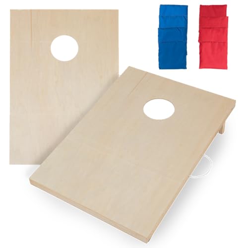 Triumph Sports 2x4 and 2x3 Solid Wood Premium Cornhole Sets - Poplar Veneer Plywood - Solid Wood Rear Legs - Interior Bag Storage - 8 Bags Included - color: 2x3 Solid Wood