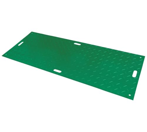 Mytee Products 3' x 8' Green Ground Protection Mats with Double Sided Diamond Plated Tread Design - High Density Polyethylene Mat, Easily Supports 90 Ton Loads on Lawns, Dirt, and Any Other Areas - color: Green, size: 1 - Pack