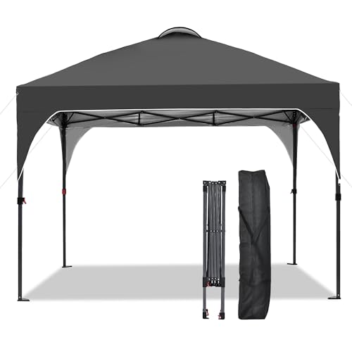 GDY 10x10 Pop Up Canopy Tent, Easy-Setup Gazebo, Outdoor Canopy with 3 Adjustable Heights for Events, Parties, Camping, Black. - color: Black, size: 10x10