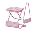 Portable Ultralight Travel Stool Camping Chair Stool - Pink Cherry Carbon Steel with Storage Pockets, Handbag Style Pocket Foldable，Pocket Chair (M-Suitable Weights 0 to 150 LBS) - color: Pink Cherry