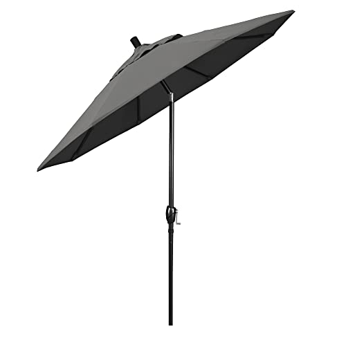California Umbrella 9' Rd Pacific Trail Series Aluminum Patio Umbrella, Crank Lift, Push Button Tilt, Black Finish, Sunbrella Charcoal Fabric - color: Charcoal