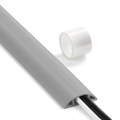 Floor Cable Cover 3ft Grey, LZEOY Cord Covers for Wires on Floor, Cord Hider Floor Cable Management, Extension Cord Floor Cover Low Profile, Floor Cord Cover for Office/Carpet/Floor - color: Grey, size: Small-3ft