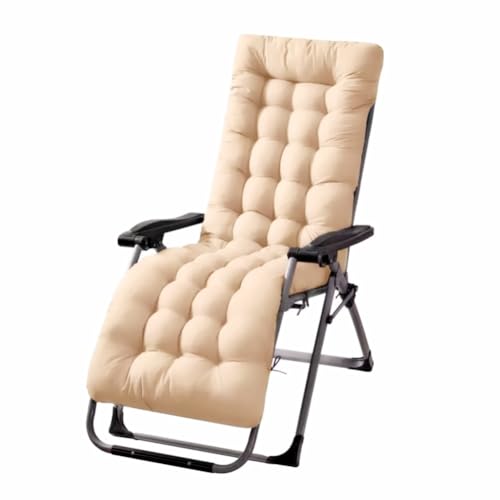 Patio Chaise Lounger Cushion， Rocking Chair Sofa Cushion with 6 Ties， Thick Padded Swing Bench Cushion， Zero Gravity Chair Cushion61x19x3in (Khaki) - color: Khaki