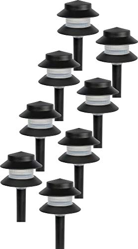 GreenLighting Paradise Low Voltage Landscape Pathway Lights - 2 Tier Outdoor Garden Lights - Easy, Simple Installation - Walkway, Lawn, Landscape Lighting (Black, 8 Pack) - size: 8 Pack