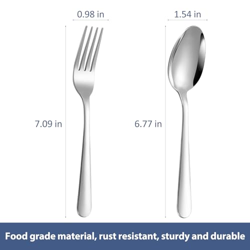 24-Piece Forks and Spoons Silverware Set,Spoons and Forks Food Grade Stainless Steel Flatware Cutlery Set for Home,Kitchen and Restaurant,Mirror Polished & Dishwasher Safe - size: 24 PCS