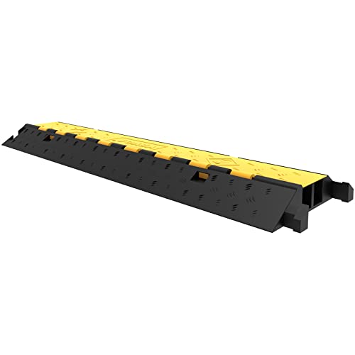 VEVOR 5 Pack Rubber Cable Protector Ramp 2 Channel Heavy Duty 66,000 lbs Load Capacity Cable Wire Cord Cover Ramp Speed Bump Driveway Hose Cable Ramp Protective Cover (2-Channel, 5 Pack-66,000 lbs) - style: 5 Pcs