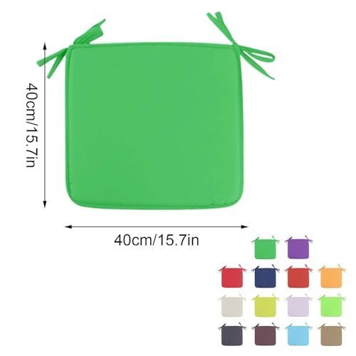 2-Pack Square Seat Cushions (15x15) - Soft Chair Pads with Ties for Indoor/Outdoor Use, Solid Color Comfort for Stools & Dining Chairs (Green) - color: Green