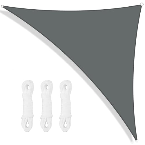 Neween Shade Sail, 10' x 10' x 14' Sun Shade Sail Triangle Waterproof for Patio Yard Deck Pergola Outdoor Sun Sail Shade 98% UV Block Sunshade Gray Color - color: Gray, size: 10' x 10' x 14'