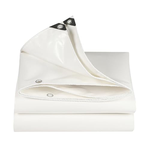 6'x 20' Tarps Heavy Duty Thick Waterproof, Poly Canopy White Tent Shelter Cover, 12 Mil Tarpaulin Shade, Rip and Tear Proof, UV Resistant Tarpaulin with Grommets and Reinforced Edges - color: White, size: 6 x 20ft