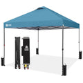 CROWN SHADES 10x10 Pop Up Canopy Tent - Patented Center Lock One Push Instant Outdoor Canopy Beach Tent with STO-N-Go Bag 8 Stakes & 4 Sand Bags，Cyan Blue - style: Cyan Blue