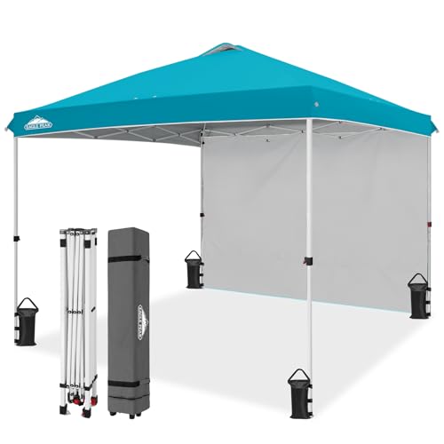 EAGLE PEAK Commercial Canopy 10x10 Pop Up Canopy Tent with 1 Sidewall, Easy Setup Heavy Duty Instant Event Shelter for Vendors & Markets, Outdoor Sun Shade, Turquoise - color: Turquoise, size: 10x10