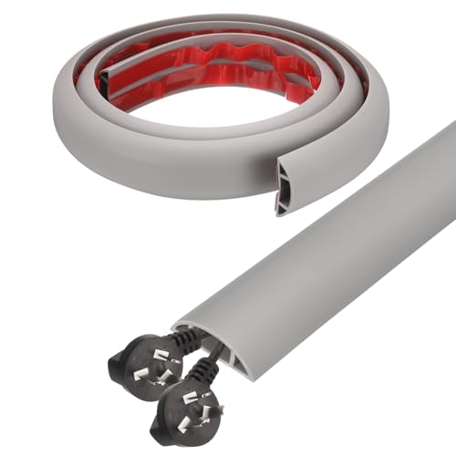 HARFINGTON 4ft Cord Cover Floor W0.6 x H0.33 Inner Channel PVC Hide Extension Cable Floor Wire Hider Wire Covers Protector for Prevent Cable Trips Cables Management, Grey - color: Grey, size: 4ft