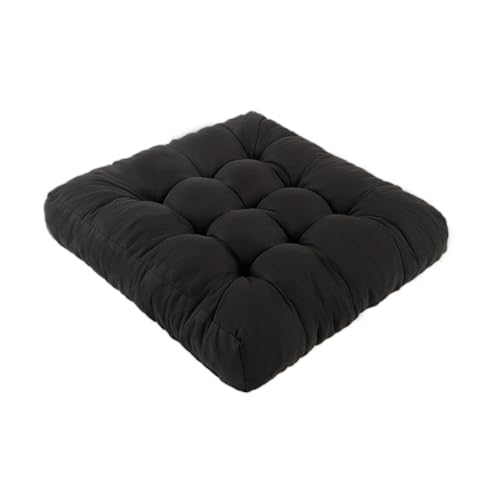 Meditation Floor Cushions, Thickened Floor Pillow for Adults, Large Square Pillows Seat Cushion for Tatami Living Room Yoga, Memory Sponge Block Added, 22x22 Inch, Black