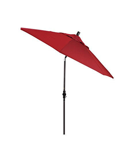 California Umbrella 9' Round Aluminum Market Umbrella, Crank Lift, Collar Tilt, Bronze Pole, Red Olefin - color: Red