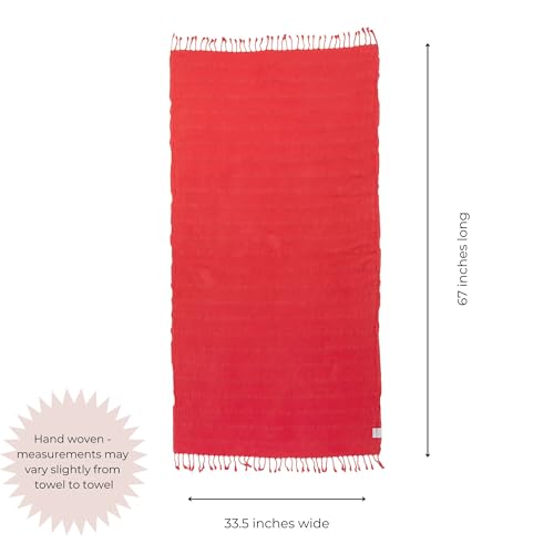 InfuseZen Stonewashed Turkish Bath & Beach Towel –100% Organic Turkish Cotton - Soft, Lightweight, Absorbent - Quick Dry, Sand Free - Swim, Pool, Shower, Travel - Peshtemal, Hammam Spa Towel - Coral - color: Coral