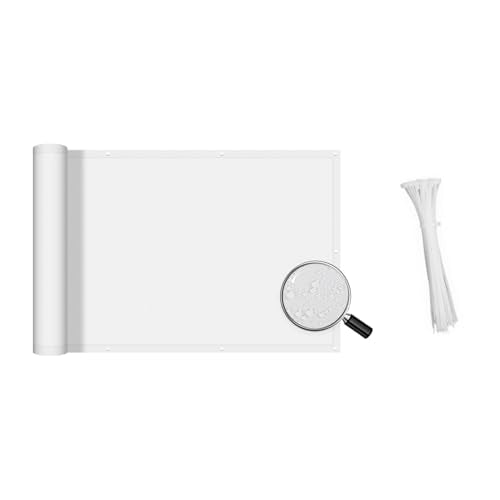 SUNNY GUARD 3'x5' White Waterproof Balcony Privacy Screen Fence, Apartments Railing Heavy Duty Wind Screen for Outdoor,Deck,Backyard,Patio Privacy - color: White, size: 0 3' X 0 5'-waterproof