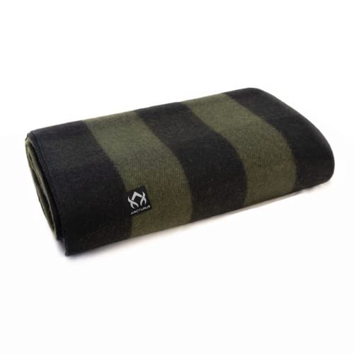 Arcturus Military Wool Blanket - Warm, Thick, Washable - Great for Outdoors, Camping, Stadium Blanket, Picnics, Travel - Car & Bushcraft Survival Kits - color: Green Buffalo