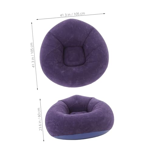OUNONA Inflatable Bean Bag Chair for Adults Portable Flocked Lazy Sofa for Use for Living Room Bedroom Camping Includes Inflatable Pump