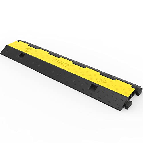 VEVOR 3 PCs Rubber Cable Protector Ramp, 2 Channel, 11000 lbs/axle Capacity Heavy Duty Hose Wire Cover Ramp Driveway, Traffic Speed Bump w/Flip-Open Top Cover, for Indoor&Outdoor
