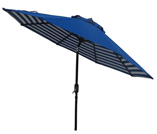 9ft Market Patio Umbrella Canopy - 8 Ribs Canopy Replacement - UV Protective UPF 50+ and Fade Resistant Patio Canopy - Wind Vent Replacement Canopy Cover (Canopy Only) (Purple) - color: Royal/Royal Blue White Stripe