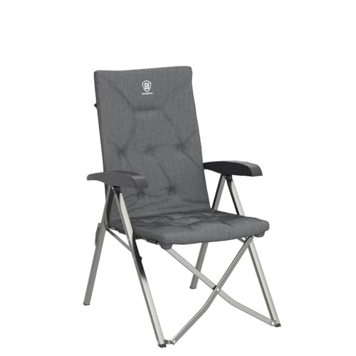 EVER ADVANCED Folding Padded Camping Chair 4 Positon Adjustable Recliner with High Back Support Portable for Adults, 300lbs Weight Capacity, Grey - color: Grey