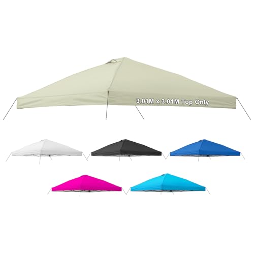 10x10 Canopy Replacement Top Cover with Air Vent, 210D Silver Coated Waterproof Polyester, Pop Up Tent Cover for Straight Leg Canopy Frame, Canopy Top Only - color: Beige