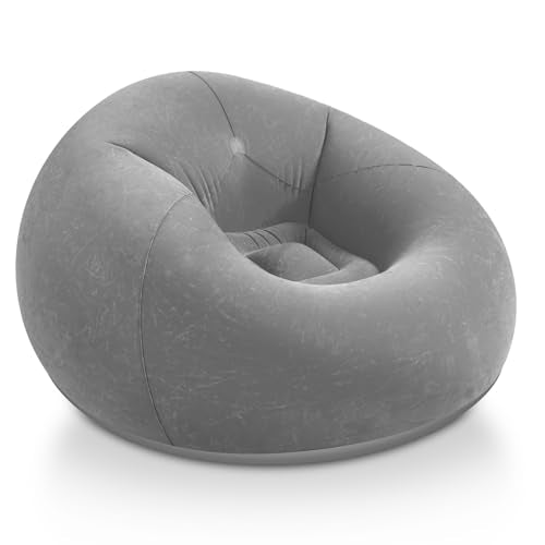 Realspring Inflatable Bean Bag Chairs for Adult Blow up Chairs Lazy Sofa Folding Portable Inflatable Chair for Movie Outdoor Room Bedroom Reading Camping(Grey) - color: Grey