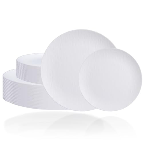 WONDERFUL 32pcs White Plastic Plates Reusable Unbreakable Dinnerware Set Dishes Set Dishwasher Safe Outdoor Plates Includes:16 Dinner 10" and 16 Dessert Plate 7.3" Ideal for Wedding/Mothers Day - color: White