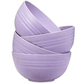 Unbreakable Wheat Straw Cereal Bowls Set of 4, 24 OZ Microwave and Dishwasher Safe Lightweight Soup and Salad Bowl Sets, Reusable Dessert Bowls for Rice, Pasta, Snack, Fruit, BPA Free (Purple) - color: Purple