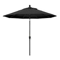 California Umbrella 9' Round Aluminum Market Umbrella, Crank Lift, Push Button Tilt, Black Pole, Black Olefin - color: Black