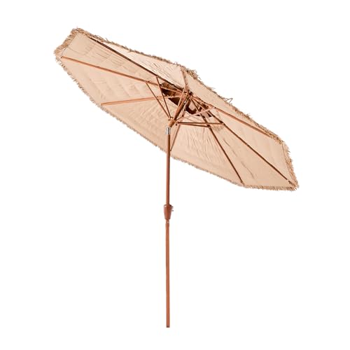 VEVOR Tiki Umbrella Thatched Patio Umbrella with Tilt, Hawaiian Style Beach Parasol with PP Thatch and 8 Metal Ribs, Grass Pool Umbrellas for Beach, Patio, Poolside, Backyard & Garden - size: 8 ft ( 1-Tier )