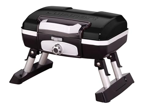 Cuisinart Petite Gourmet Portable Gas Grill, Compact & Lightweight Tabletop Small Grill for BBQs, Camping, Tailgates & Small Spaces, 5,500 BTU Burner Folding with Carry Handles, Black - color: Petit Gourmet Tabletop Gas Grill, Black