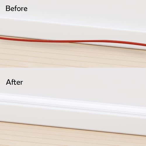 Rubber Bond TV Cord Hider Cable Protector - Strong Self Adhesive Wall Cord Cover Cable Hider - Low Profile Cable Management Wall Cord Concealer Cable Raceway - color: White, size: 8 Feet, style: 1 Cord