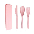 Travel Utensils Set with Case, Reusable Wheat Straw Portable Knife Fork Spoons Tableware, Eco-Friendly BPA Free Cutlery for Camping Picnic Utensils(Pink) - color: Pink