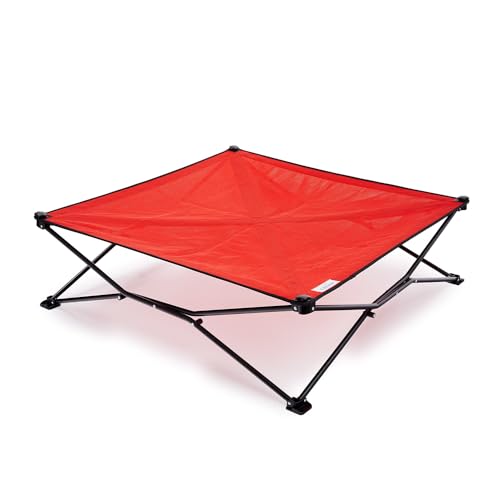 Coolaroo On-The-Go Elevated Dog Bed - Foldable Pop-Up Travel Dog Bed with Breathable, Moisture-Resistant Fabric, Carry Bag Included, Lightweight & Portable, Red, Extra Large - color: Red, style: King