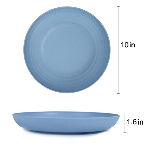 Homienly Deep Wheat Straw Dinner Plates Set of 8, Alternative to Plastic - Microwave & Dishwasher Safe, Unbreakable Kids Plates with 4 Colors (Fresh Light, 10 inch) - color: Fresh Light, size: 10 inch