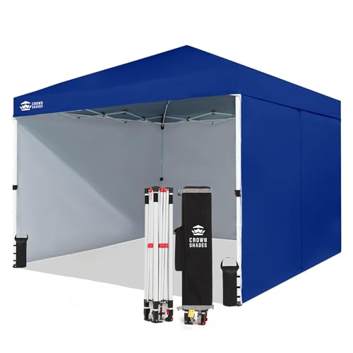 CROWN SHADES 10X10 Commercial Instant Canopy Pop Up Tent with Center Lock, 300D Fabric, 4 Sidewalls, Sto'N Go Bag, Navy Blue - color: Navy Blue, size: 10x10 Classic
