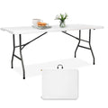 pollilar 6FT Folding Table Plastic 6 Foot Foldable Table HDPE Portable Banquet Surface Fold-in-Half Desk Utility for Working Meeting,Parties, Picnic, Camping, Weddings, Catering, Garden Dining-White - color: White