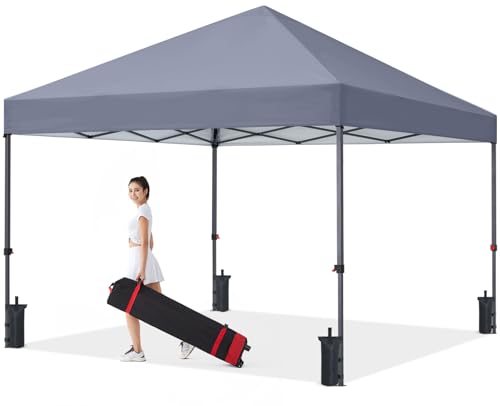 COOSHADE Durable Easy Pop Up Canopy Tent 10x10Ft, with 4 Sandbags(Grey) - color: Gray, size: 10x10Ft