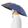 Umbrella Hat, 37 inch Fishing Umbrella Hat Hands Free Foldable UV Protection Umbrella Cap Adjustable Headwear for Fishing Golf Camping Beach Gardening Sunshade Outdoor - color: Navy Blue